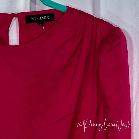 NWT Intermix Jayda Ruched Crepe de Chine Mini Dress